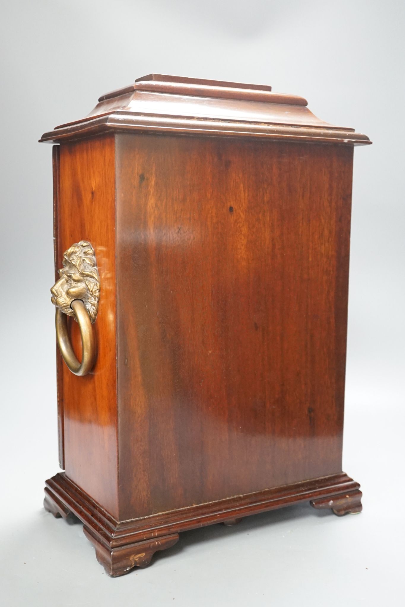 A mahogany and brass mounted bracket timepiece, 42cm, with adapted single fusee movement and visible wheel escapement